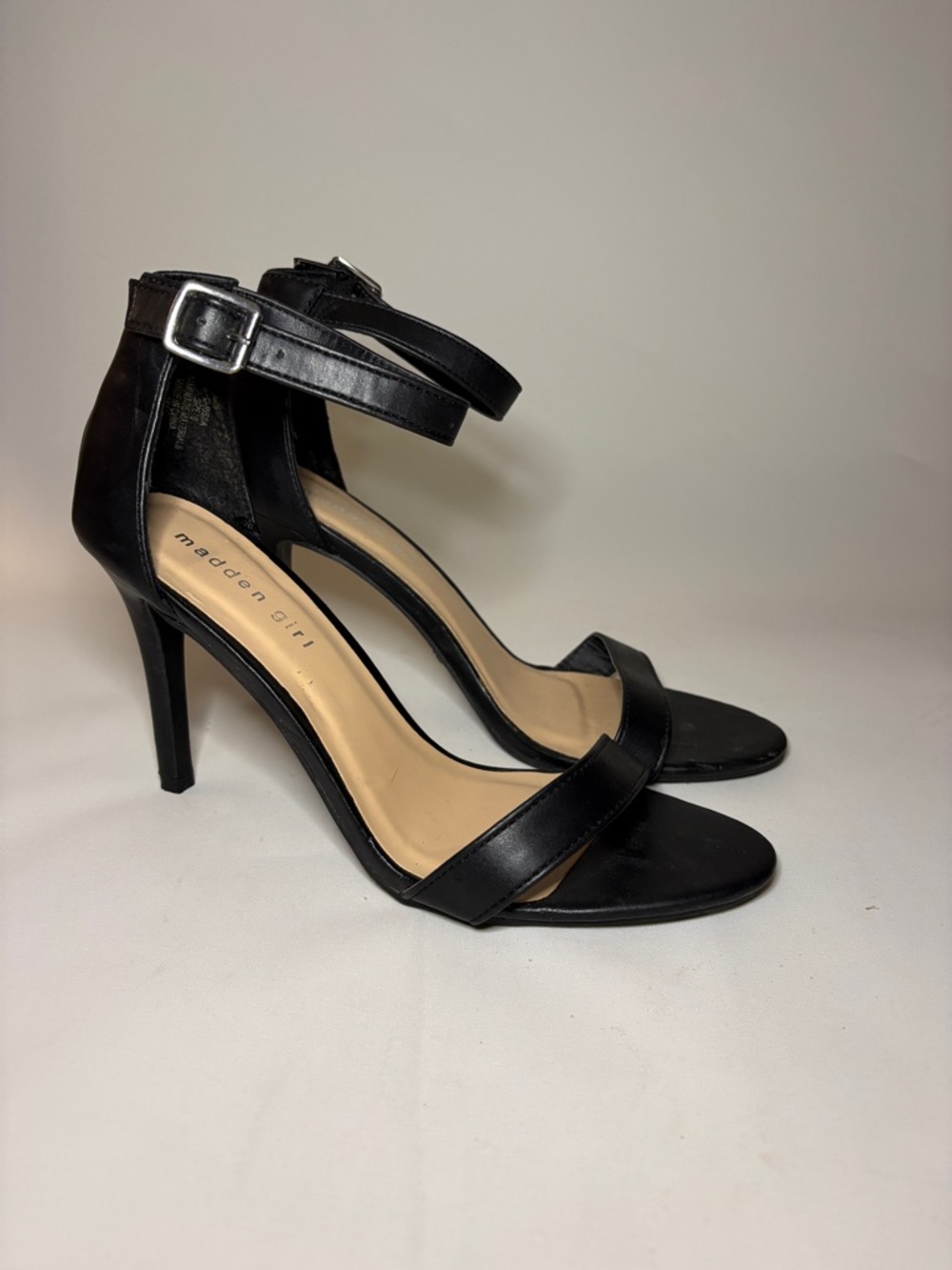 Madden Girl Grissa Black Ankle-Strap Stiletto Heels Size 9